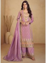 Shimmer Silk Pink Wedding Wear Embroidery Work Readymade Plazzo Suit